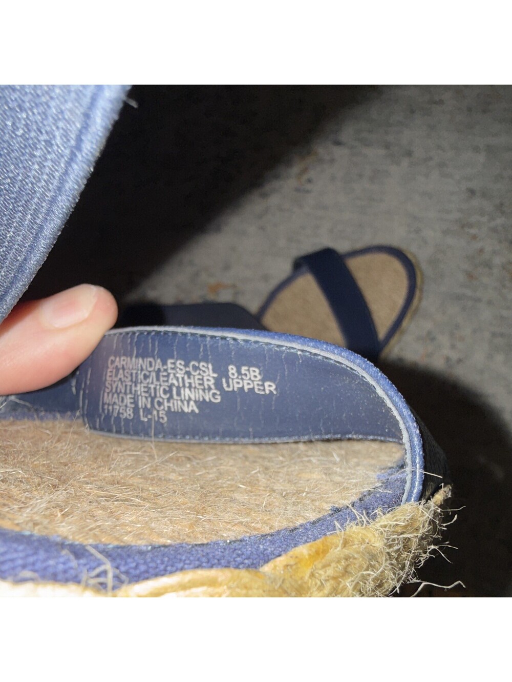 Lauren Ralph Lauren Blue Leather Espadrille Wedge Sandals Women's US 8.5 B - Picture 6 of 6